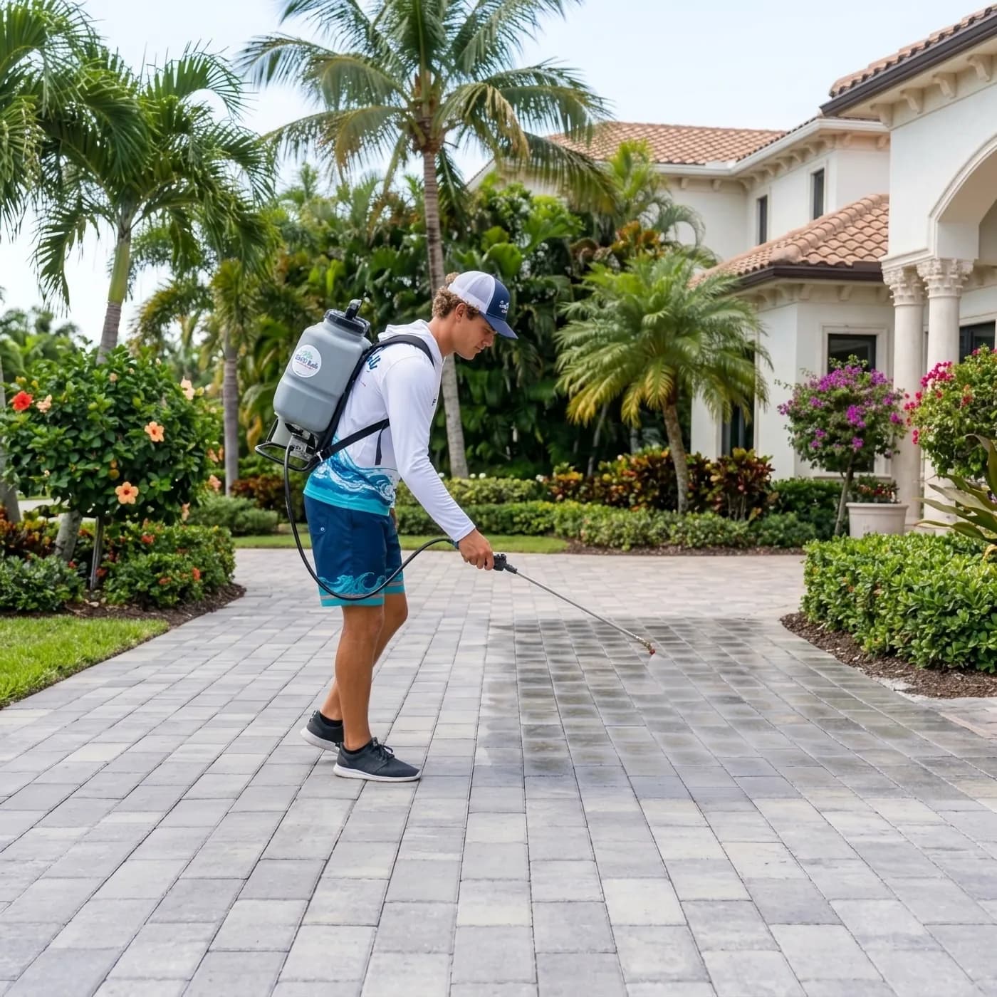 Sealed pavers on a driveway in Marco Island, FL